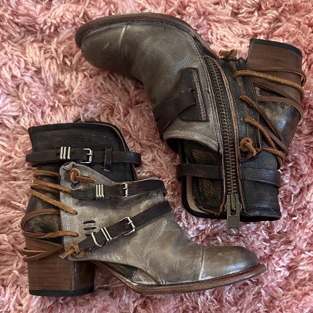 Freebird by Steven Distressed Brown Ankle Boots